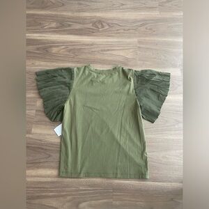NWT Velvet Heart Olive Green Pleated Sleeve Top Sz S